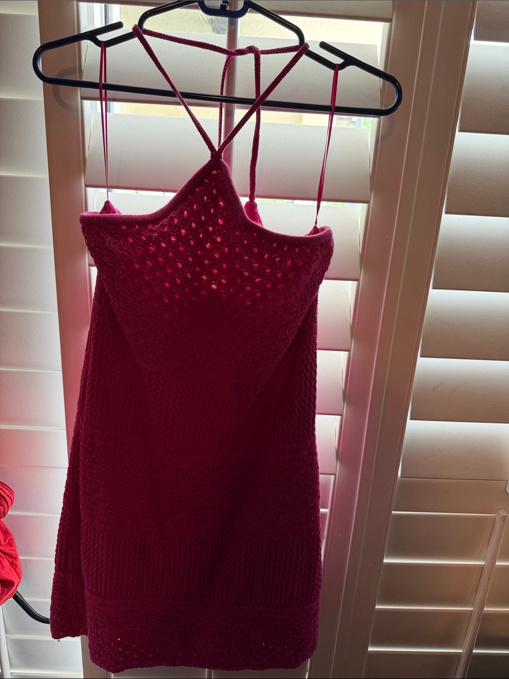 Old Navy Raspberry Crochet Slip Dress with Crisscross Straps